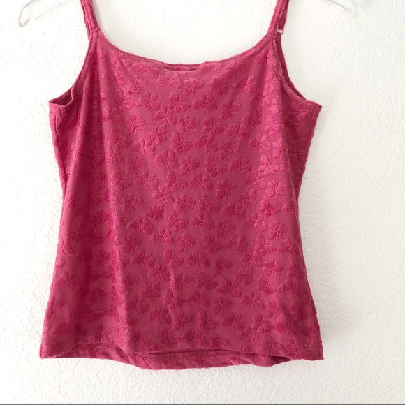 VTG Y2K soft textured pink butterfly tank top - Picture 2 of 4